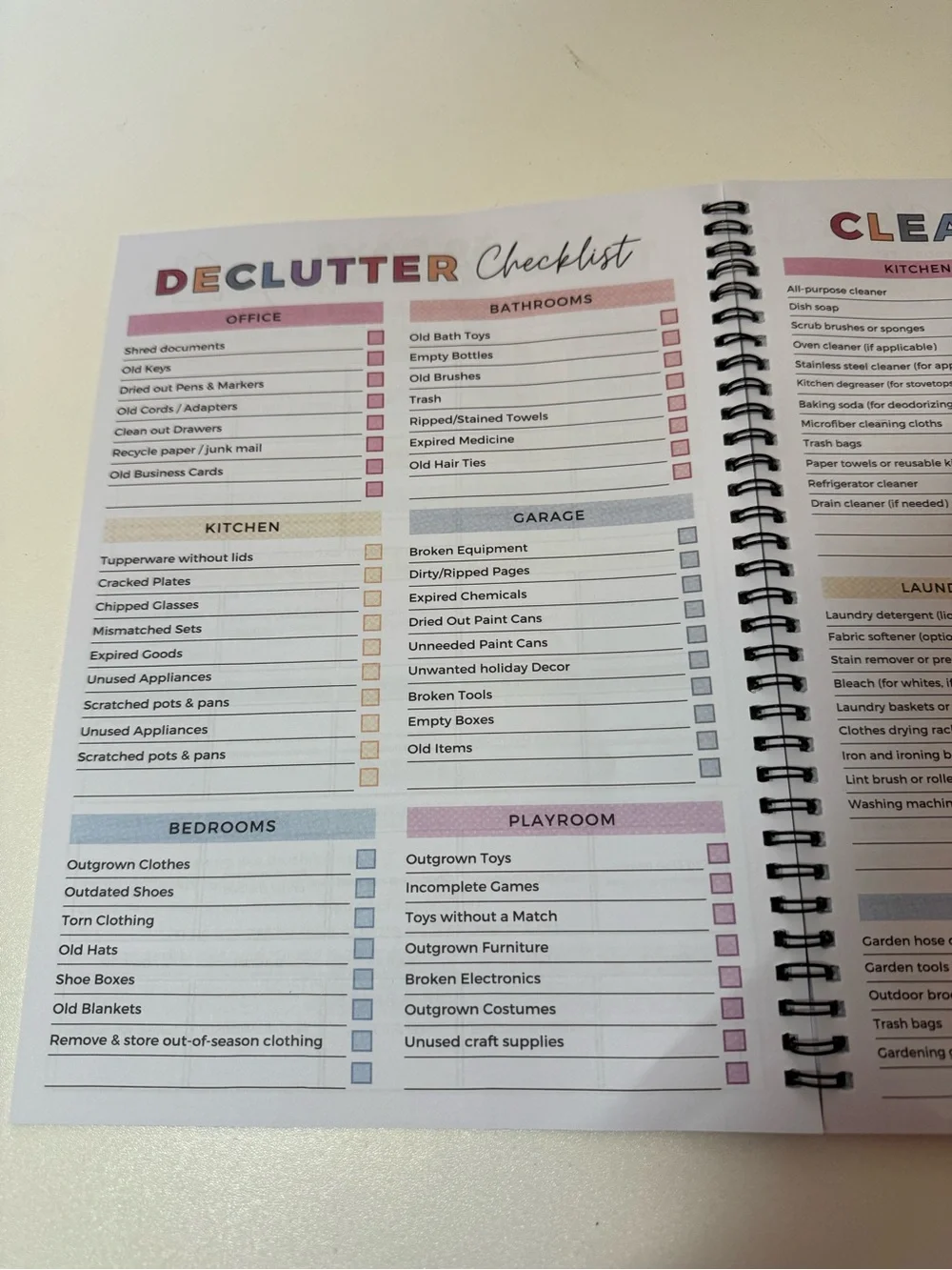ADHD Cleaning Planner Notebook - Black & White